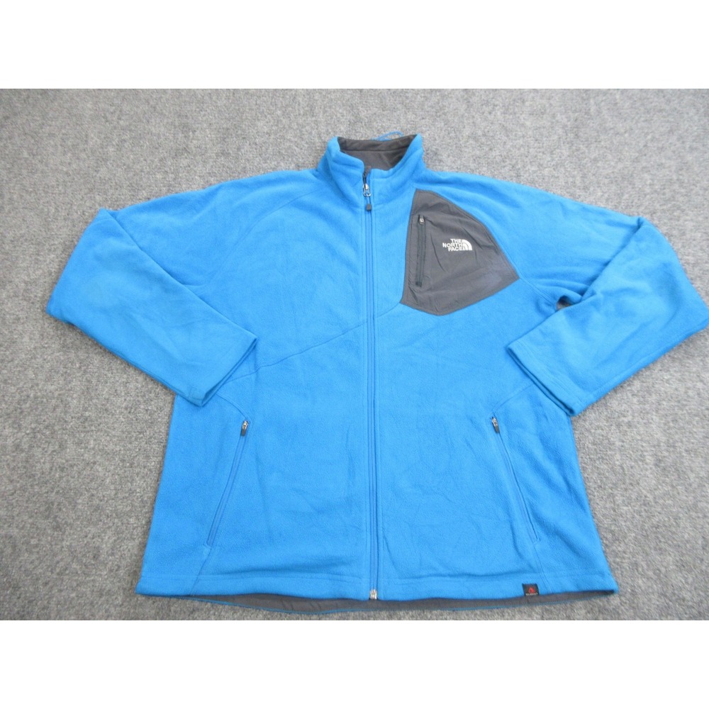 The North Face Fleece Jacket Mens Large Blue Full Zip Stand Collar Hiking